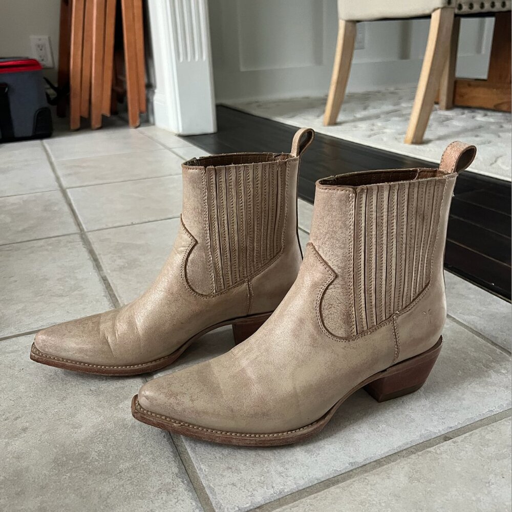 Frye Beige Suede Ankle Boots - Picture 3 of 5